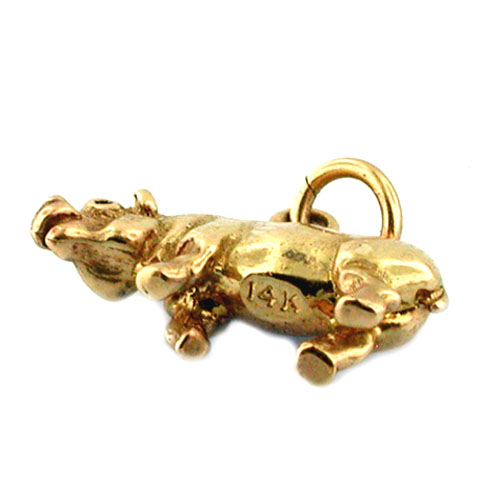 Hippopotamus Hippo Detailed 14K Gold Charm