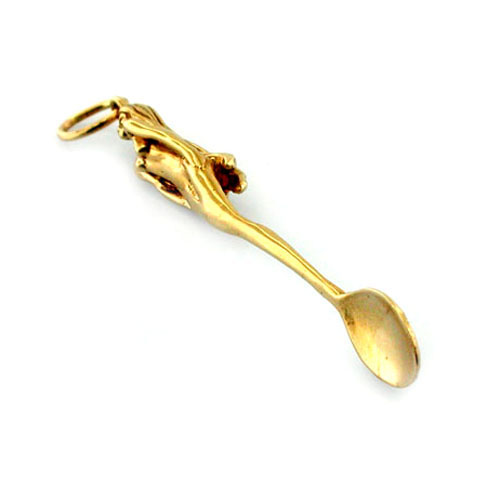 14k Yellow Gold Mermaid on a Spoon Pendant Charm