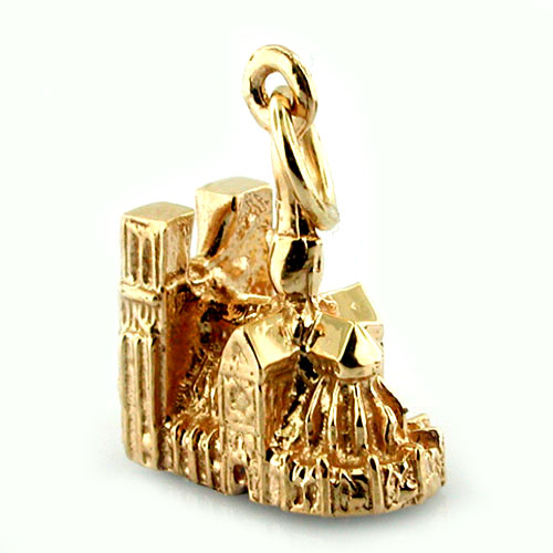 Notre Dame De Paris Cathedral 14K Gold Travel Charm 