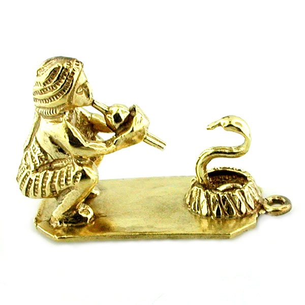 Indian Snake Charmer 14k Gold Charm 