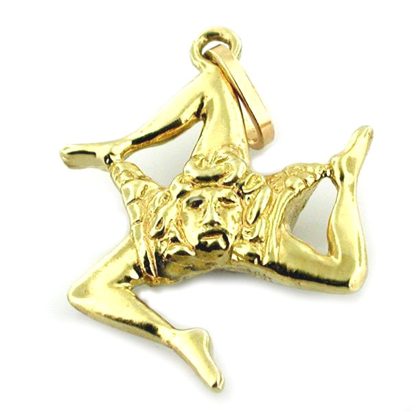 Trinacria Sicily Italy Symbol 14k Gold Charm Pendant