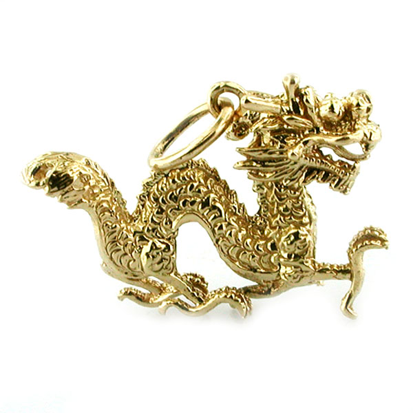Figural Chinese Dragon 14K gold Charm Pendant