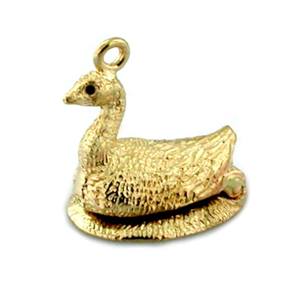 Goose on Golden Egg 14K Gold Charm - Opens