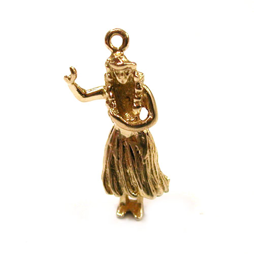 Hula Girl Dancer Hawaii 14K Gold charm