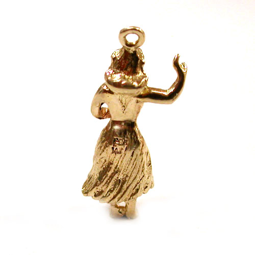Hula Girl Dancer Hawaii 14K Gold charm