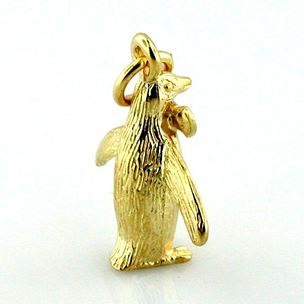 Penguin with Bow Pingvin 14k Gold Charm
