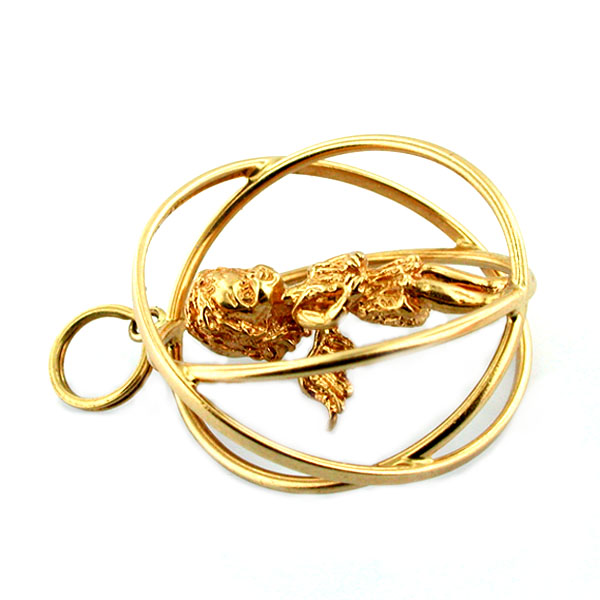 14K Gold Guardian Angel Cherub Vintage Pendant Charm