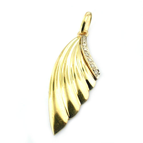  18K Gold Angel Wing Diamonds Charm Pendant