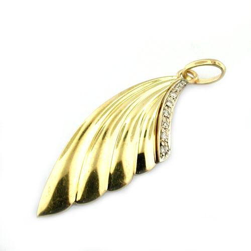  18K Gold Angel Wing Diamonds Charm Pendant