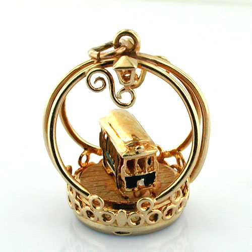 Rare 14K Dankner San Francisco Cable Car Vintage Charm Pendant 