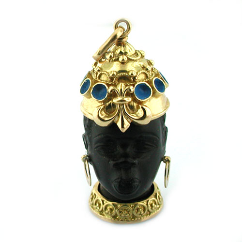 18K Gold Blackamoor Vintage Charm Pendant