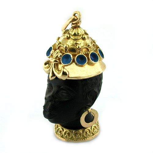 18K Gold Blackamoor Vintage Charm Pendant