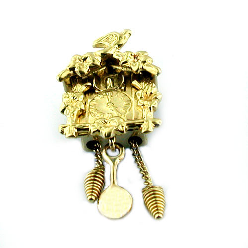 14K gold Coo Coo Cuckoo Clock Vintage Movable Charm