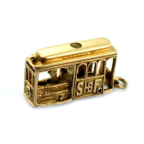 14K Gold San Francisco Cable Car Golden Gate Bridge Stanhope Vintage Charm