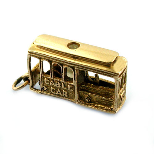 14K Gold San Francisco Cable Car Golden Gate Bridge Stanhope Vintage Charm