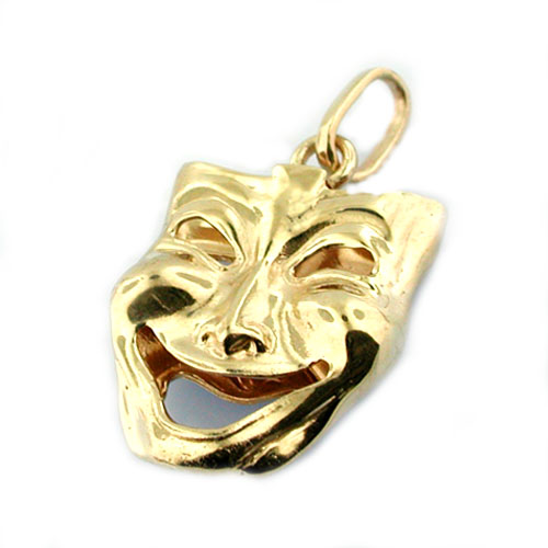 14K Gold Comedy & Tragedy Charm Pendant 