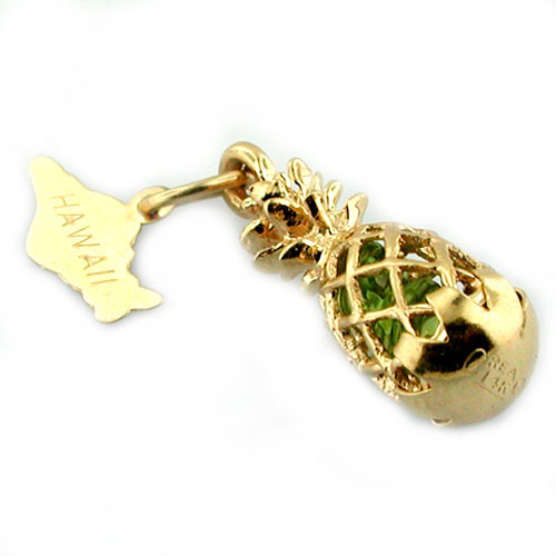 14K Gold Pineapple Vintage Crea Charm - Hawaii