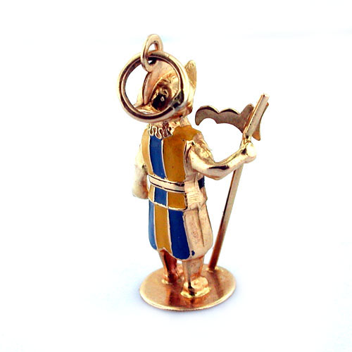  Swiss Vatican Guard Enamel 18K Gold Vintage Charm