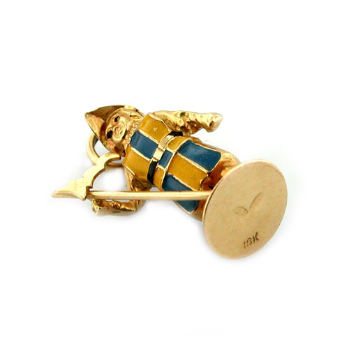  Swiss Vatican Guard Enamel 18K Gold Vintage Charm