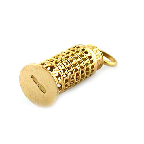 18K Gold Leaning Tower of Pisa Italy Vintage Charm Pendant