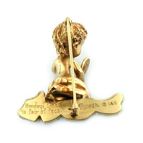 Vintage 1950's William Ruser 14K gold Monday's Child Brooch
