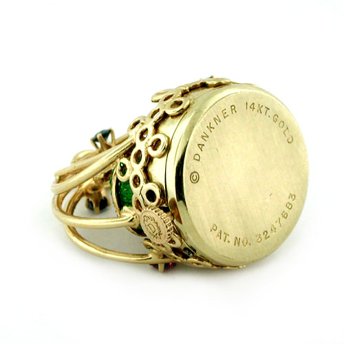 14K Gold Dankner Living Charm Mechanical Horse Racing Movable Vintage Pendant 