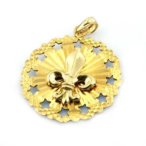 
14K Gold Fleur De Lis Vintage Pendant Charm
