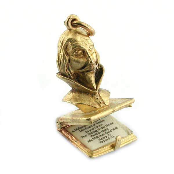 The Works of Shakespeare 14K Gold Book Rare Vintage Charm Pendant